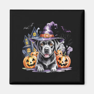 Womens Halloween Black Labrador Retriever Witch Magnet