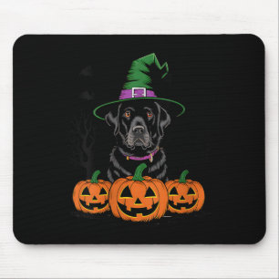 Womens Halloween Black Labrador Retriever Witch Mouse Pad