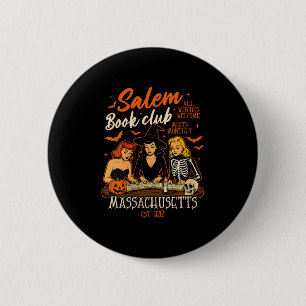 Womens Halloween Book Reading Witch Salem Book Clu 6 Cm Round Badge
