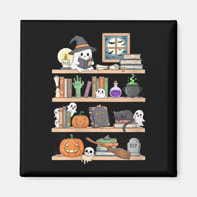 Women's halloween books ghost  magnet (Front)