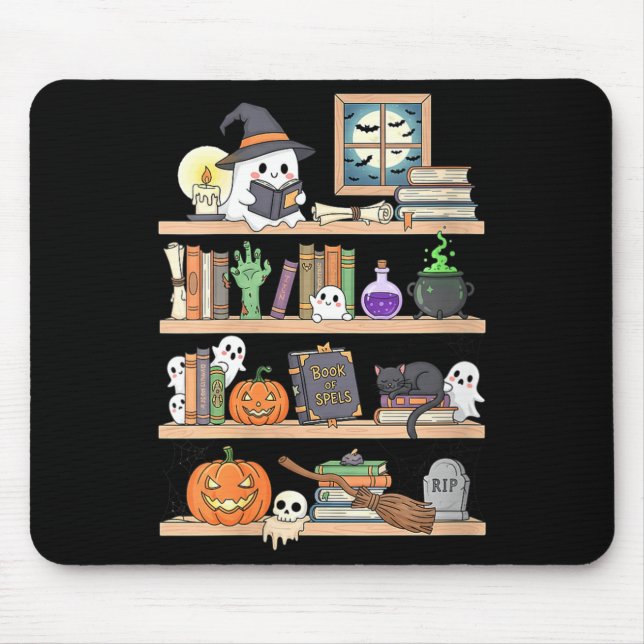 Women's halloween books ghost  mouse pad (Front)