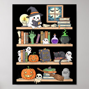 Women's halloween books ghost poster
