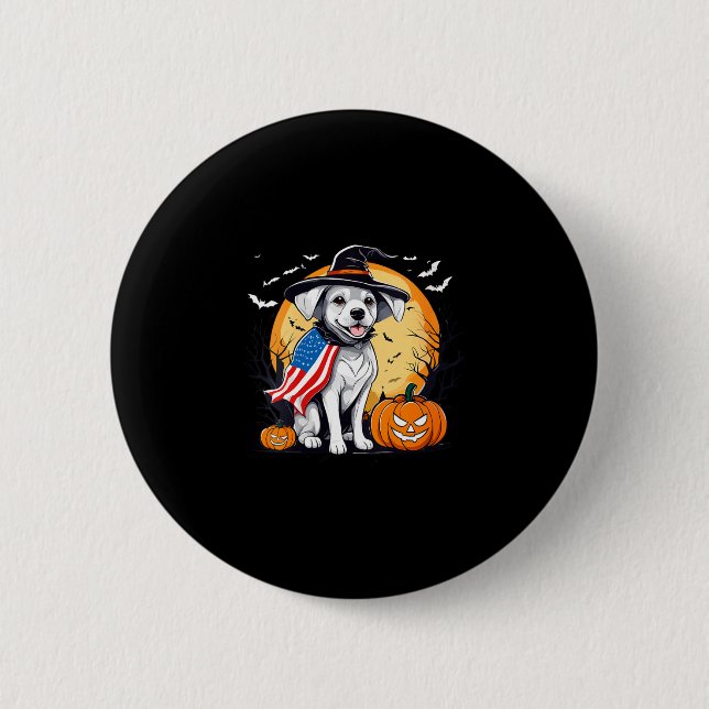 Women's halloween dog  6 cm round badge (Front)