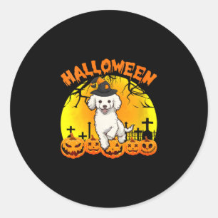 Women's halloween dog classic round sticker