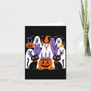 Womens Halloween Dog Dressed As Ghost Funny Card