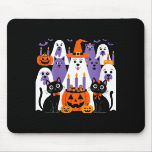 Womens Halloween Dog Dressed As Ghost Funny Mouse Pad