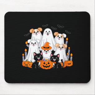 Womens Halloween Dog Dressed As Ghost Halloween Mouse Pad