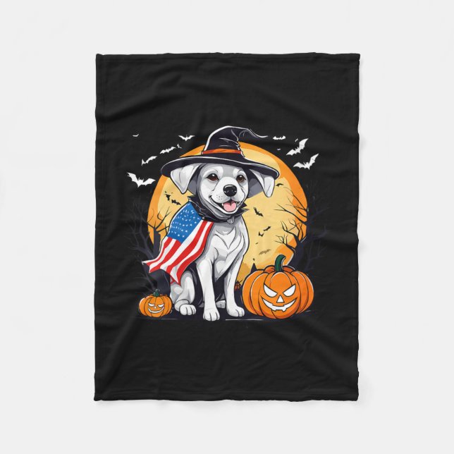 Women's halloween dog  fleece blanket (Front)