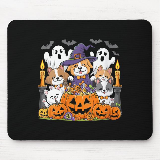 Womens Halloween Dog Ghost Halloween Dog Funny For Mouse Pad (Front)
