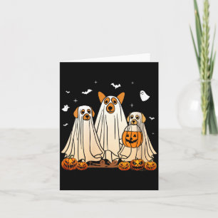 Womens Halloween Dog Ghost V-Neck T-Shirt1 Card