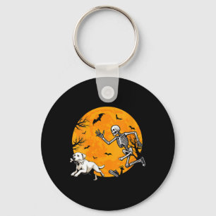 Womens Halloween Dog Skeleton Chasing Dog Key Ring