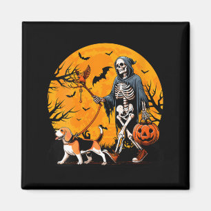 Womens Halloween Dog Skeleton Leads Dog Halloween Magnet
