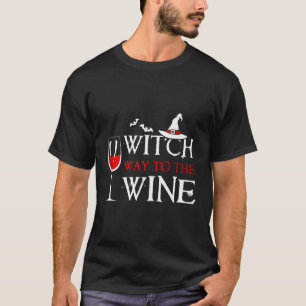Womens Halloween Drinking Shirt Witch Way To The W