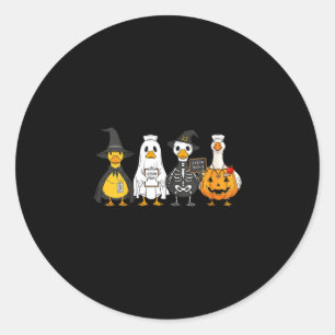 Women's halloween ducks classic round sticker