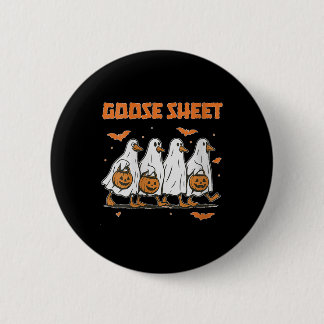 Womens Halloween Fall Goose Sheet Ghost Floral Aut 6 Cm Round Badge