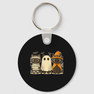 Womens Halloween Funny Pumpkin Halloween Black Cat Key Ring