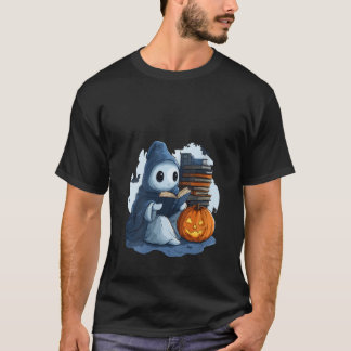 Womens Halloween Girls Design Ghost Book Boys Spoo T-Shirt