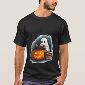 Womens Halloween Girls Design Ghost Book Boys Spoo T-Shirt