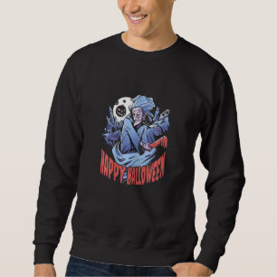 Womens Halloween I Witch Happy Halloween Broom Par Sweatshirt