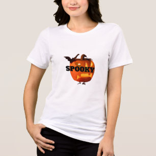 Women's Halloween Jack O Lantern T-Shirt - Spooky Tri-Blend Shirt