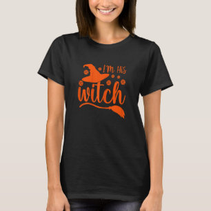 Womens Halloween Pickleball Costume I'm His Witch T-Shirt
