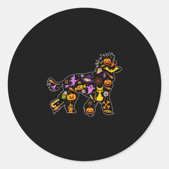 Women's halloween poodle dog  classic round sticker (Front)