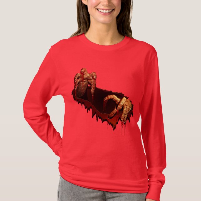 Women's Halloween Shirt Horror Zombie Undead Shirt (Front)