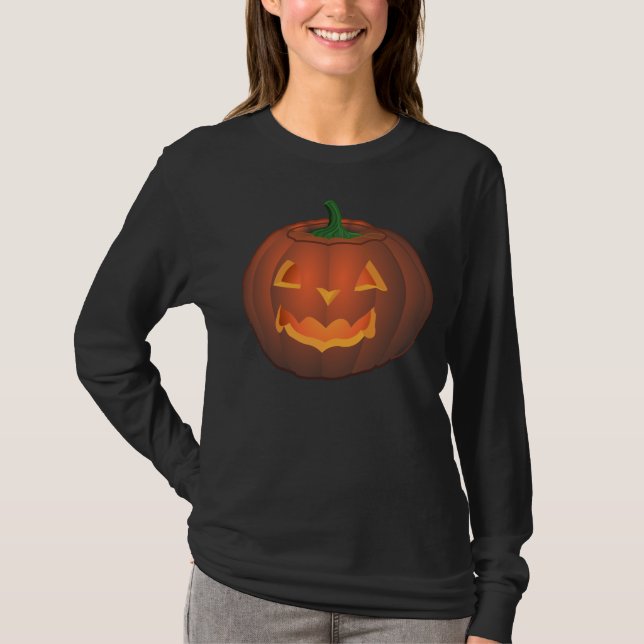 Women's Halloween Shirt Jack-o-lantern Shirt Tee (Front)