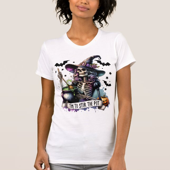 Women's Halloween Skeleton Witch T-Shirt - Funny ' (Front)