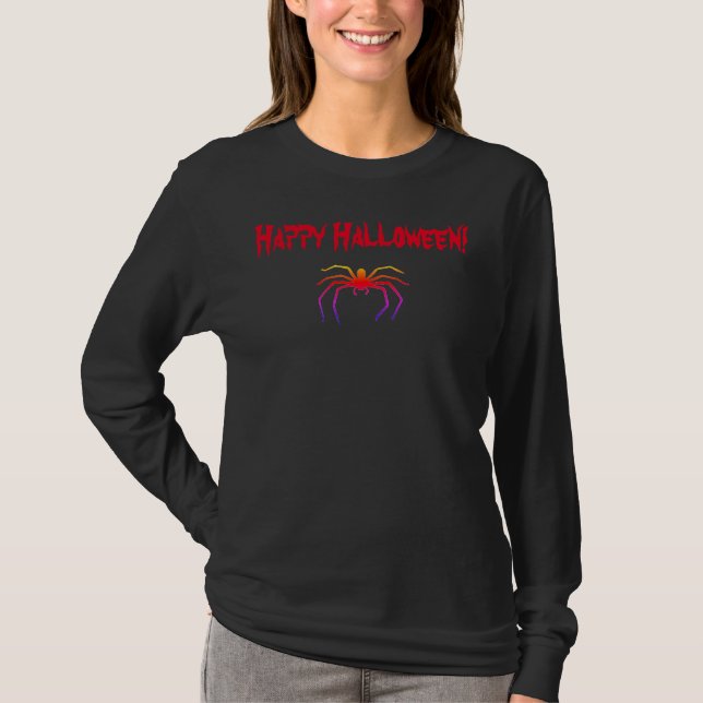 Women's Halloween Spider Colour Long Sleeve T-Shir T-Shirt (Front)