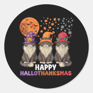 Womens Halloween Thanksgiving Christmas Happy Hall Classic Round Sticker
