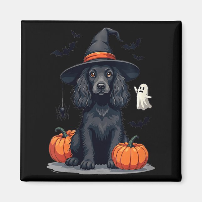 Womens Halloween Themed Er Spaniel Dog Black Magnet (Front)