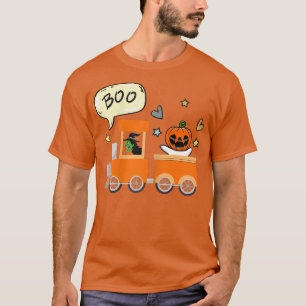 Womens Halloween Train Boo Funny Ghost Pumpkin Hal T-Shirt