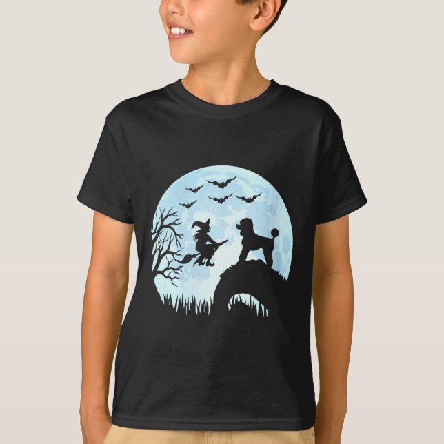 Women's halloween witch poodle  T-Shirt (Front)