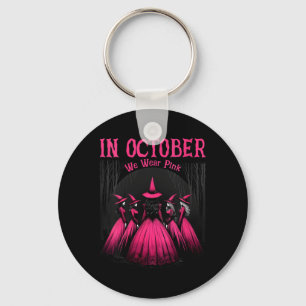 Womens Halloween Witch Witchy Breast Cancer V-Neck Key Ring