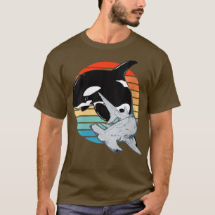 Womens Hammerhead Shark Orca Vintage Sunset Shark T-Shirt