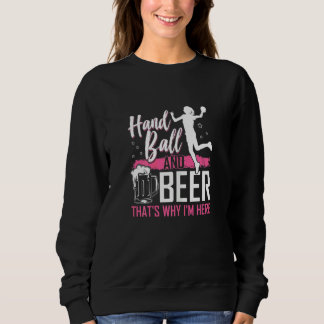 Womens  Handball And Beer  Graphic Girls Women Han Sweatshirt