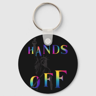 Womens Hands Off Resistance Rainbow Statue Of Libe Key Ring