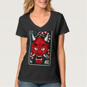 Womens Hannya Mask Japanese Female Demon Mask T-Shirt