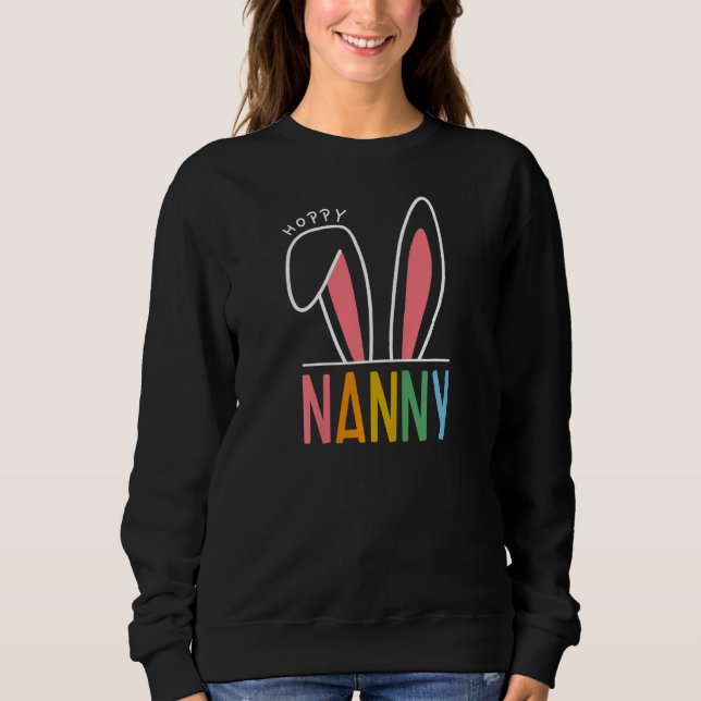 Womens Happy Easter Day 2023 Hoppy Nanny Bunny Fun Sweatshirt (Front)