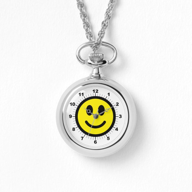 Women's Happy Face Wraparound Silver Watch (Front)