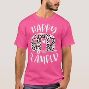Womens Happy Glamper Trendy Leopard Camping Advent T-Shirt
