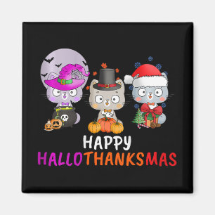 Womens Happy Hallothanksmas - Halloween Thanksgivi Magnet