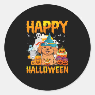 Women's happy halloween classic round sticker