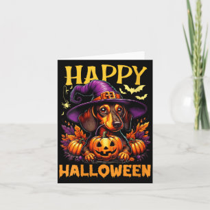Womens Happy Halloween Dachshund Dog Dad Wiener Card