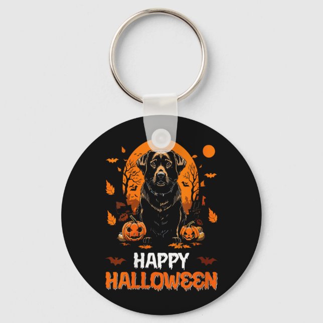 Womens Happy Halloween Dog 2 Key Ring (Front)