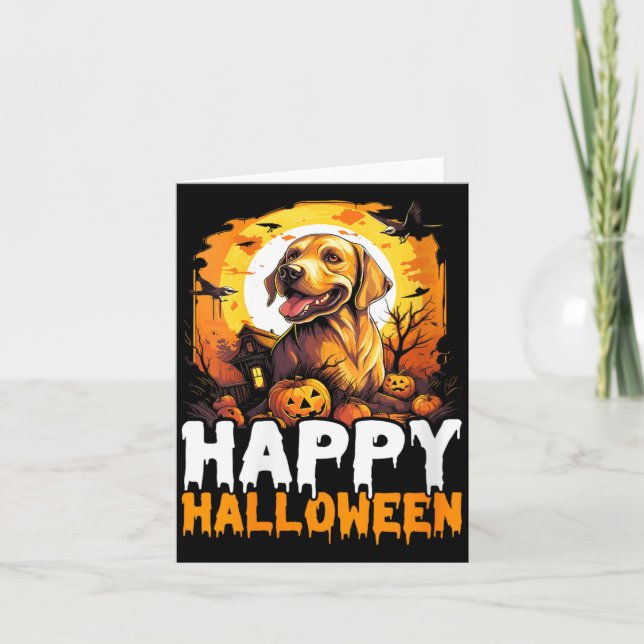 Womens Happy Halloween Dog 3 Card (Front)