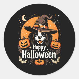 Womens Happy Halloween Dog Classic Round Sticker