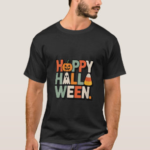 Womens Happy Halloween Pumpkin Ghost Candy Corn Fu T-Shirt