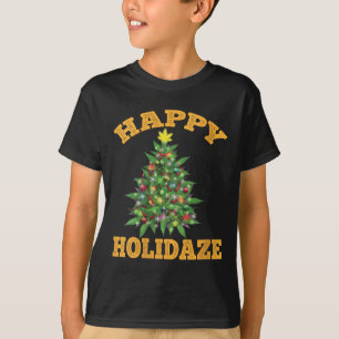 Womens Happy Holidaze Funny Weed Christmas Stoner T-Shirt